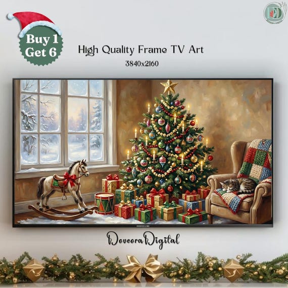 Christmas Tree Samsung Frame Tv Art Holiday Cozy Room