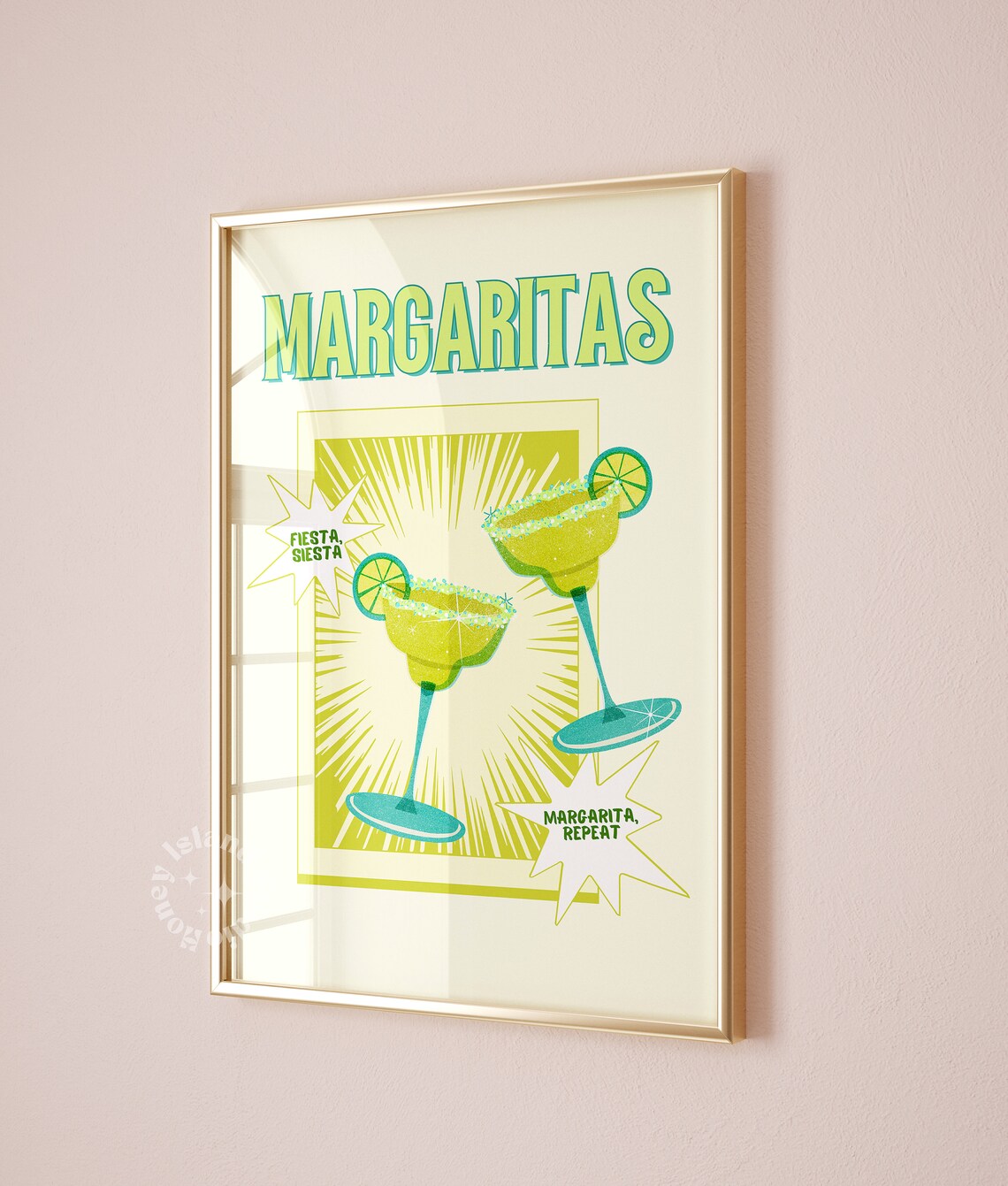 Fiesta Siesta Margaritas Retro Cocktail Bar Cart Trendy Decor Poster