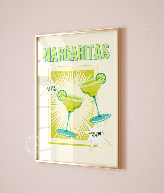 Fiesta Siesta Margaritas Retro Cocktail Bar Cart Trendy Decor Poster