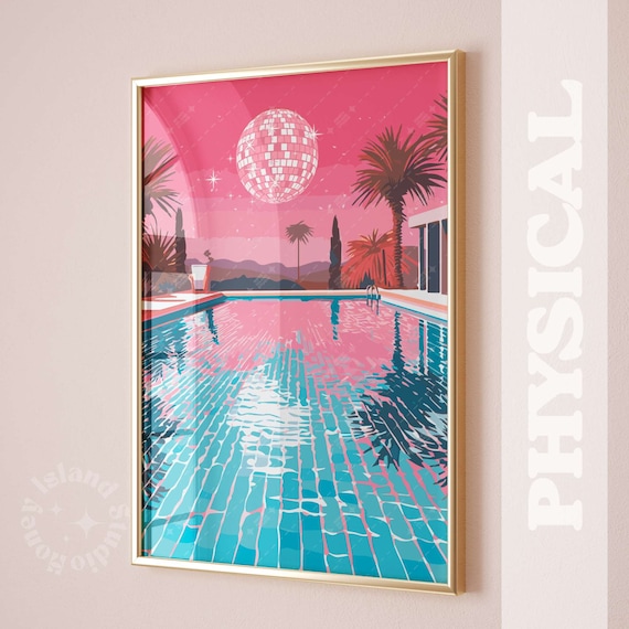 Disco Ball Pink Decor Vintage Retro Art Print
