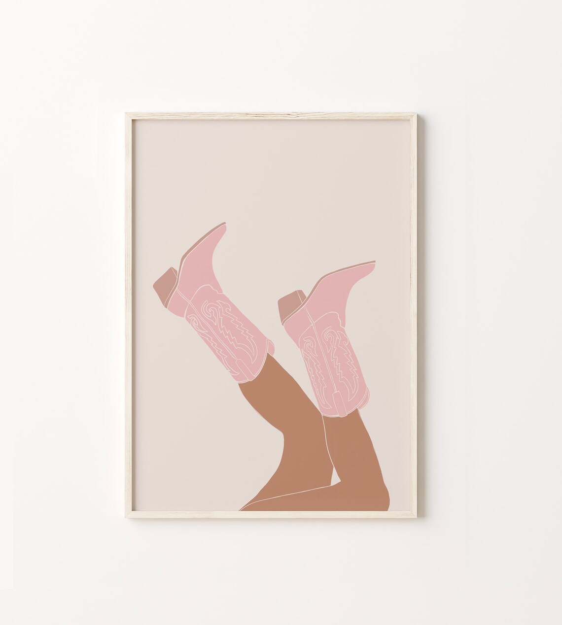 Pink Cowboy Boots Print, Preppy Rodeo Cowgirl Art