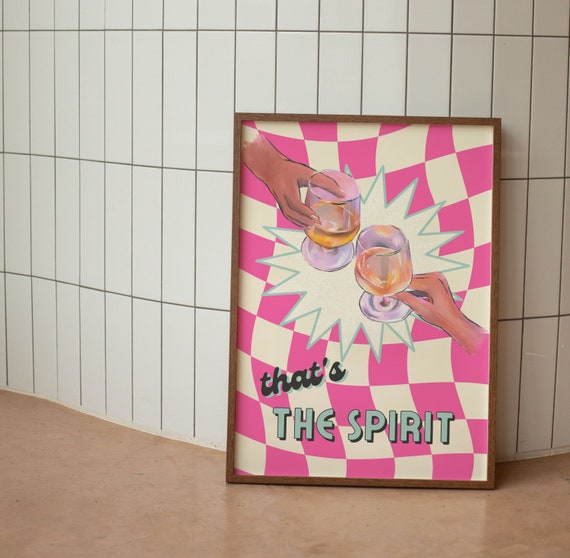 Cocktail Art Funky Pink Trendy Bar Cart Poster