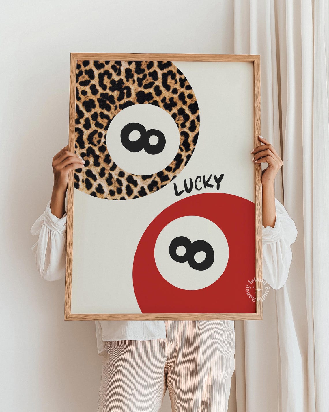 Lucky 8 Ball Leopard And Red Trendy Retro Bold Decor Wall Art