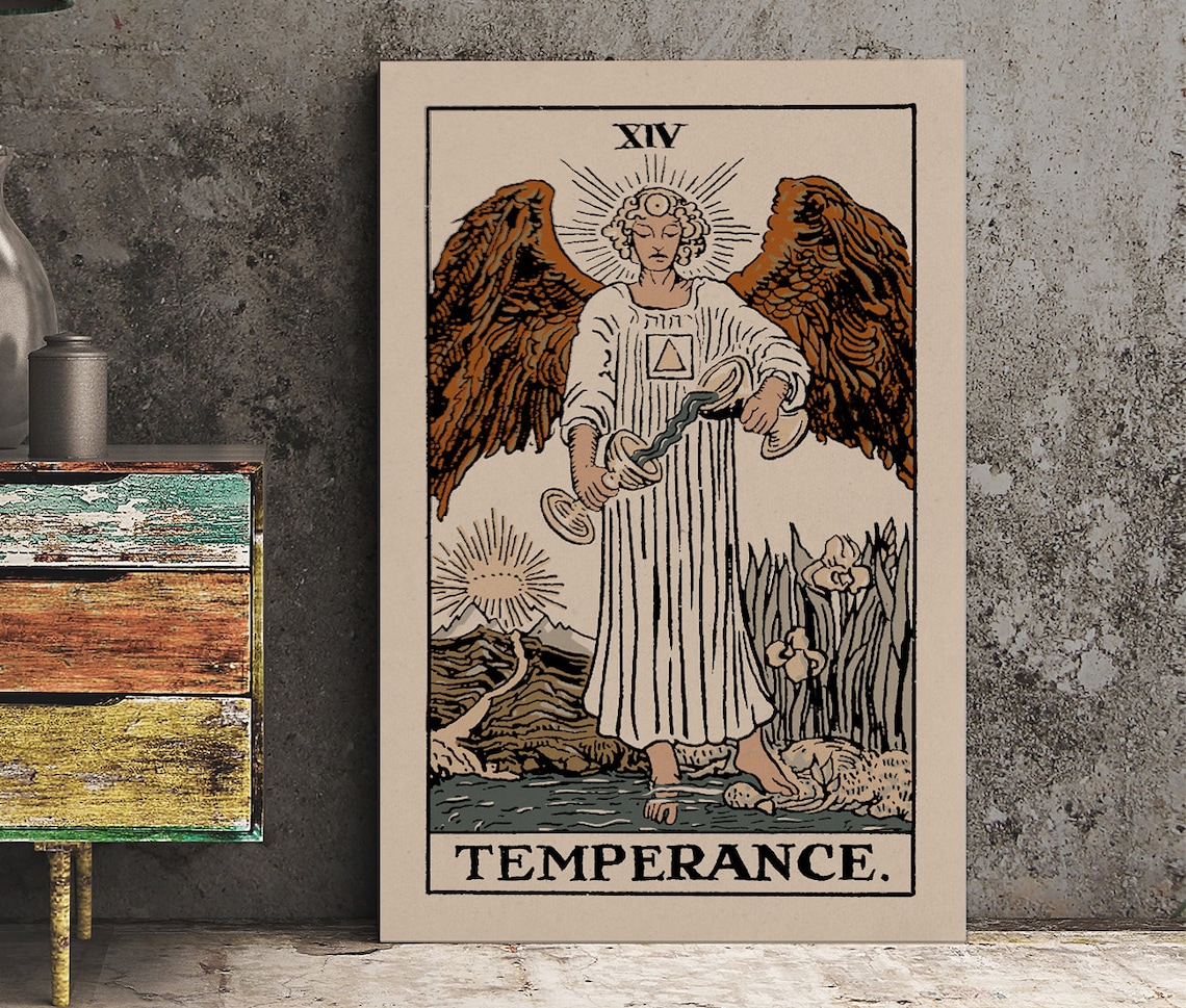 Temperance Tarot Card Print, Neutral Vibe Poster