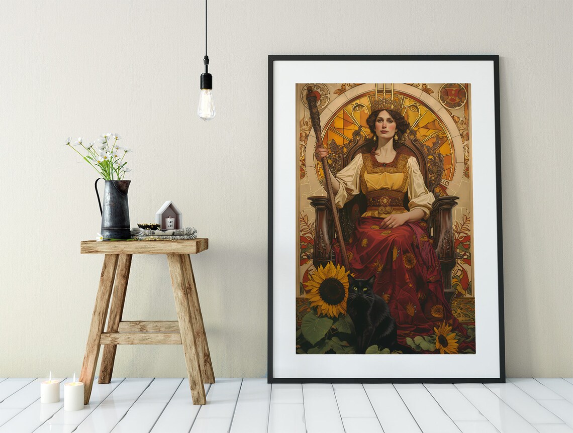 The Queen Of Wands Tarot Card, Mystic Art Print - Image 3