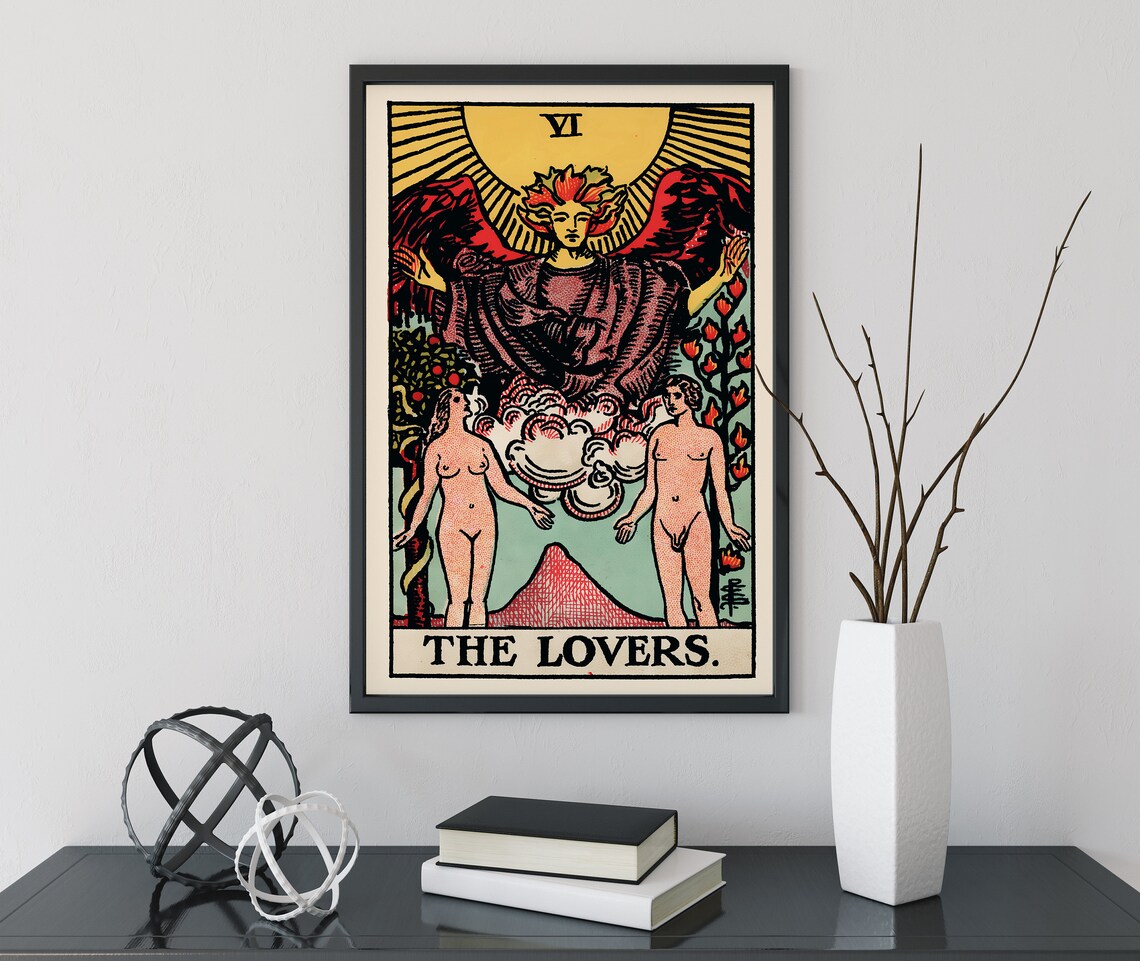 The Lovers Tarot Card Art Print, Tarot Poster - Image 2