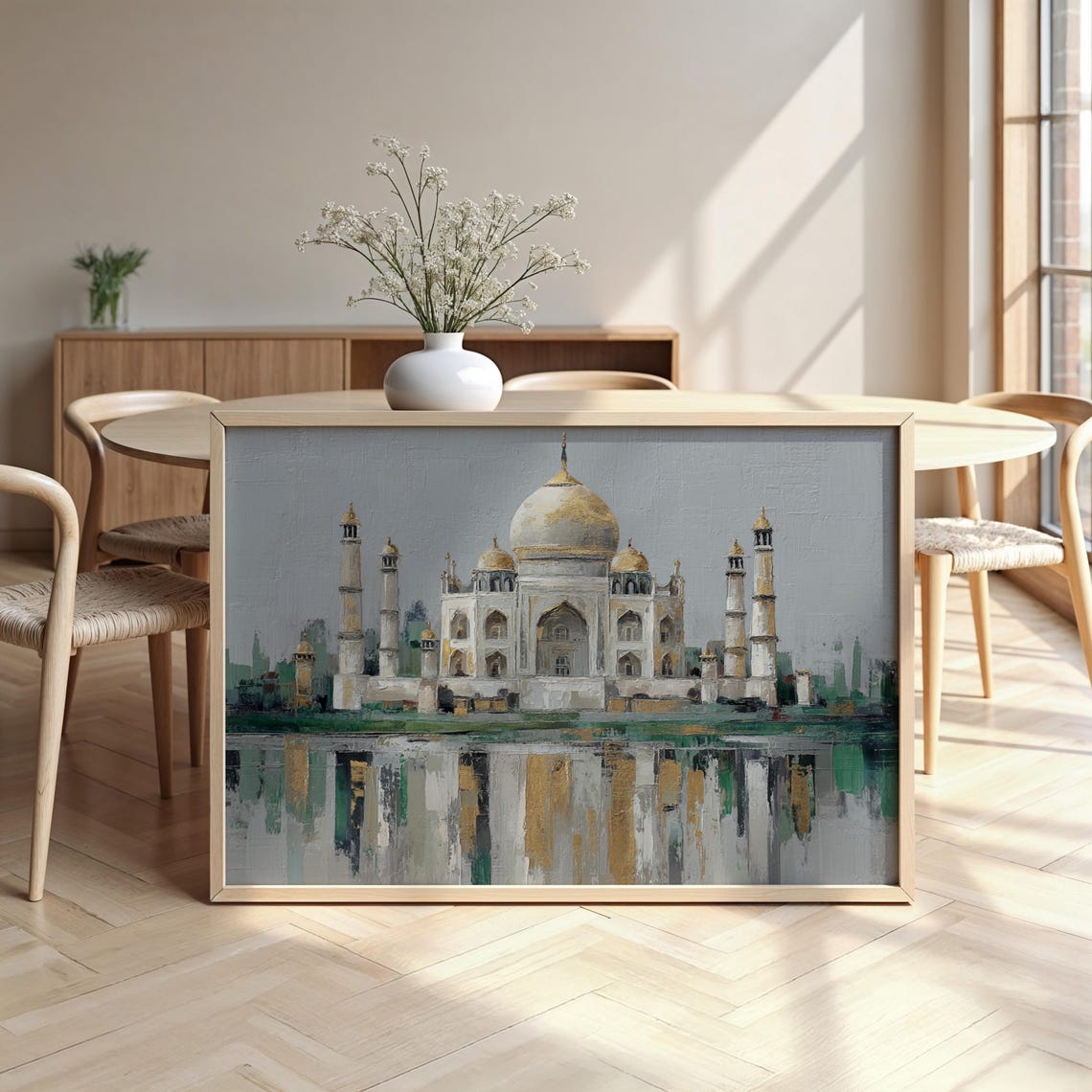 Taj Mahal Contemporary Painting Framed Reflection Art Landmark Poster