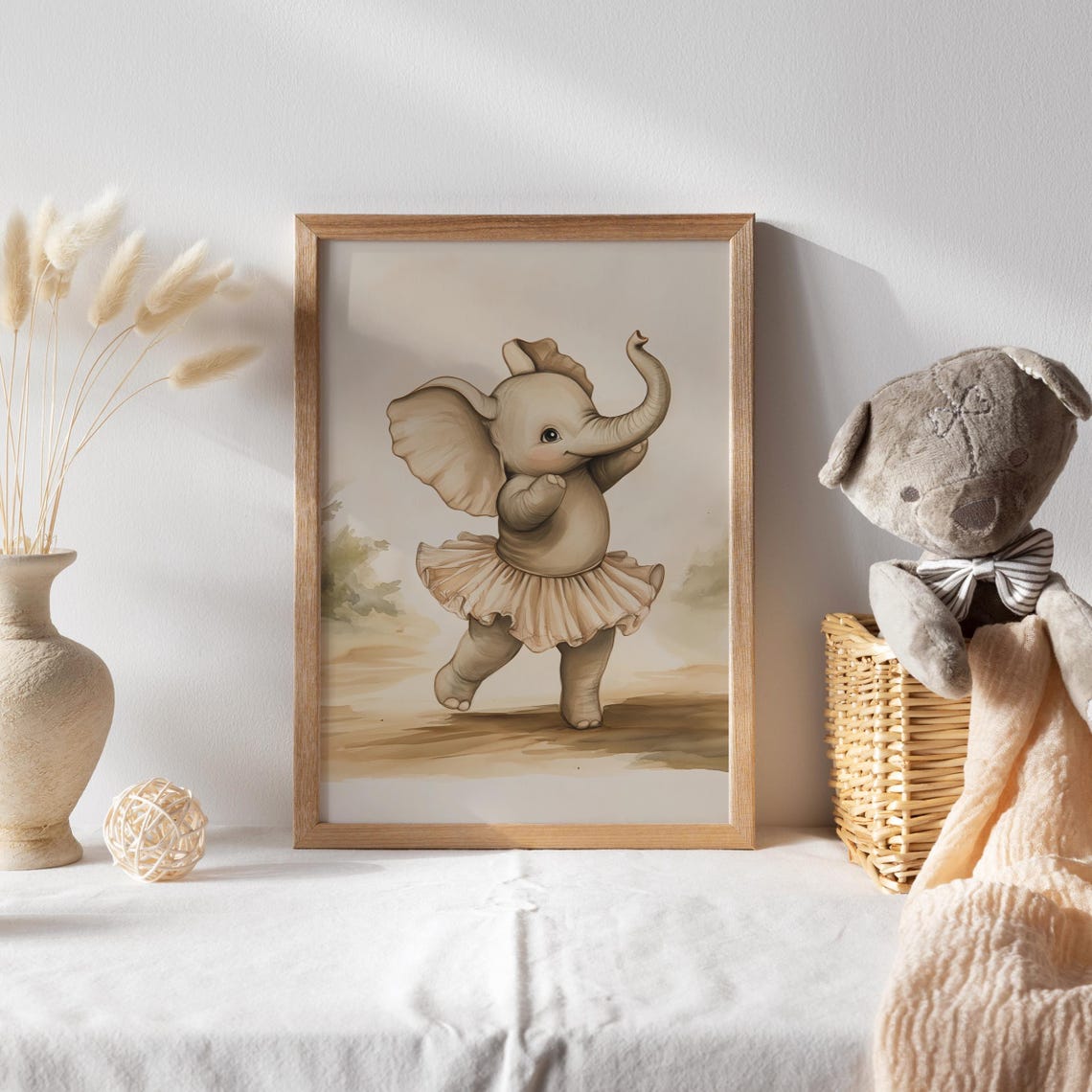Baby Elephant Ballerina Dancing in a Pink Tutu Funny Animal Poster - Image 2