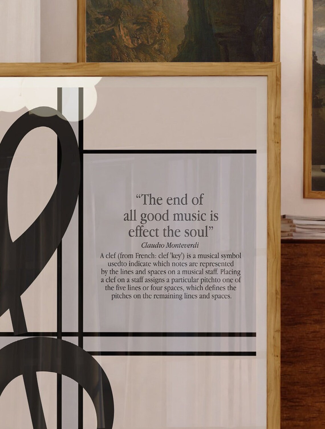 Treble Clef Mondrian Grid Monteverdi Quote Music Soul Poster - Image 3