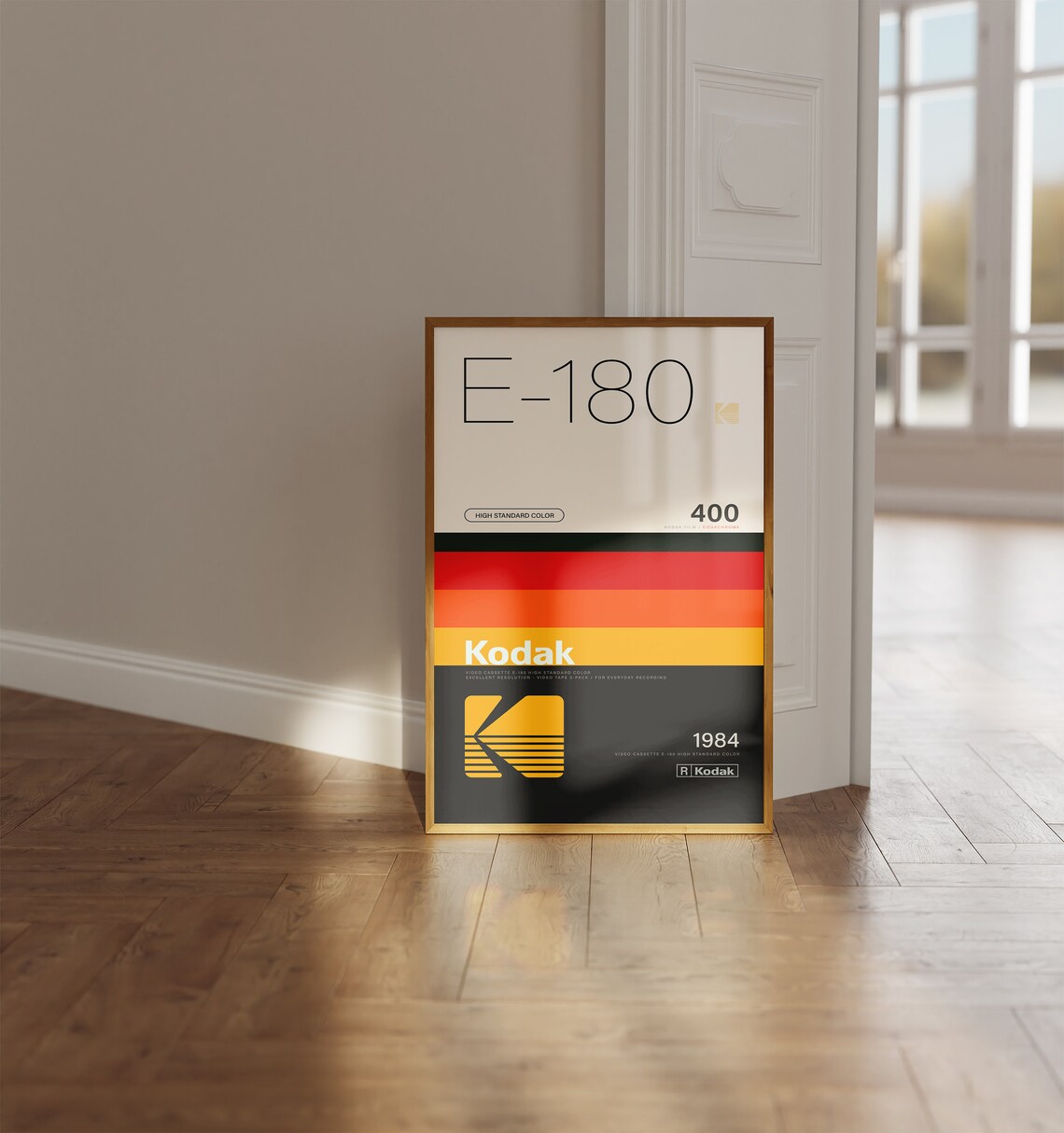 Kodak E 180 1984 Video Cassette Vintage VHS Tape Style Poster - Image 4