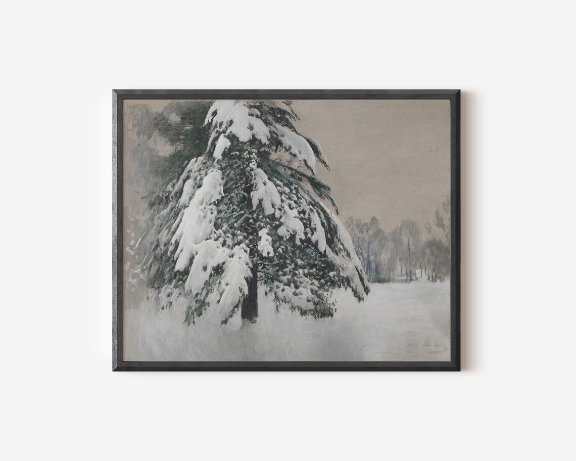 Vintage Winter Landscape Art Print, Cozy Decor - Image 2