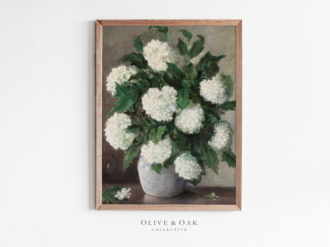Hydrangea Painting, Vintage Botanical Art Print