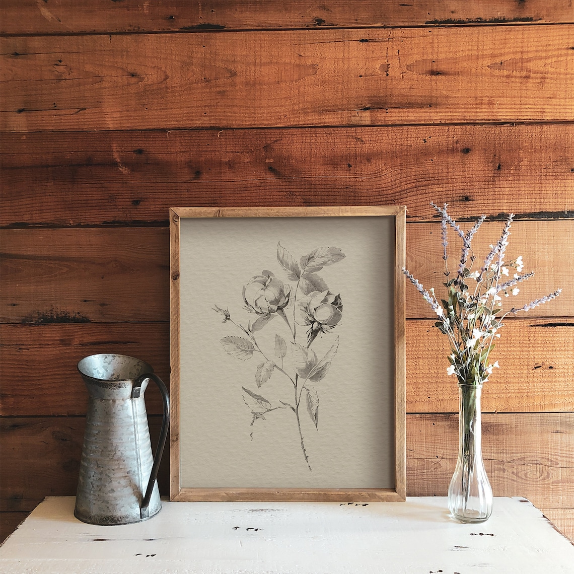 Vintage Flower Drawing Poster Print, Rustic Botanical Sketch - Image 2
