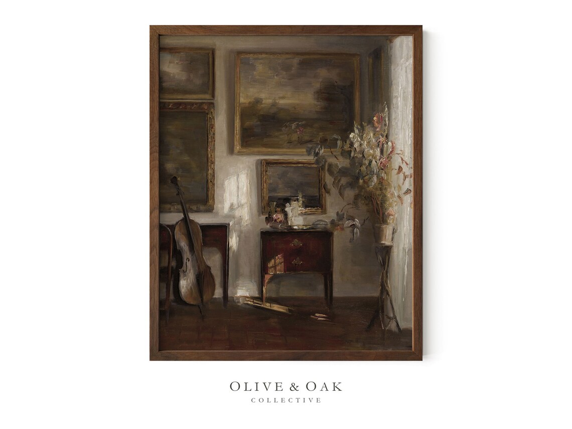 Moody Still Life Painting, Neutral Vintage Art Print - Image 4