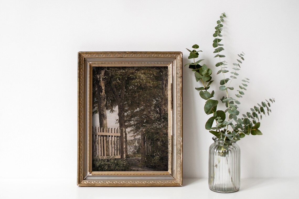 Vintage Tree Landscape Painting, European Decor - Image 4