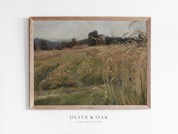 Summer Wheat Field Painting, Vintage Art Poster