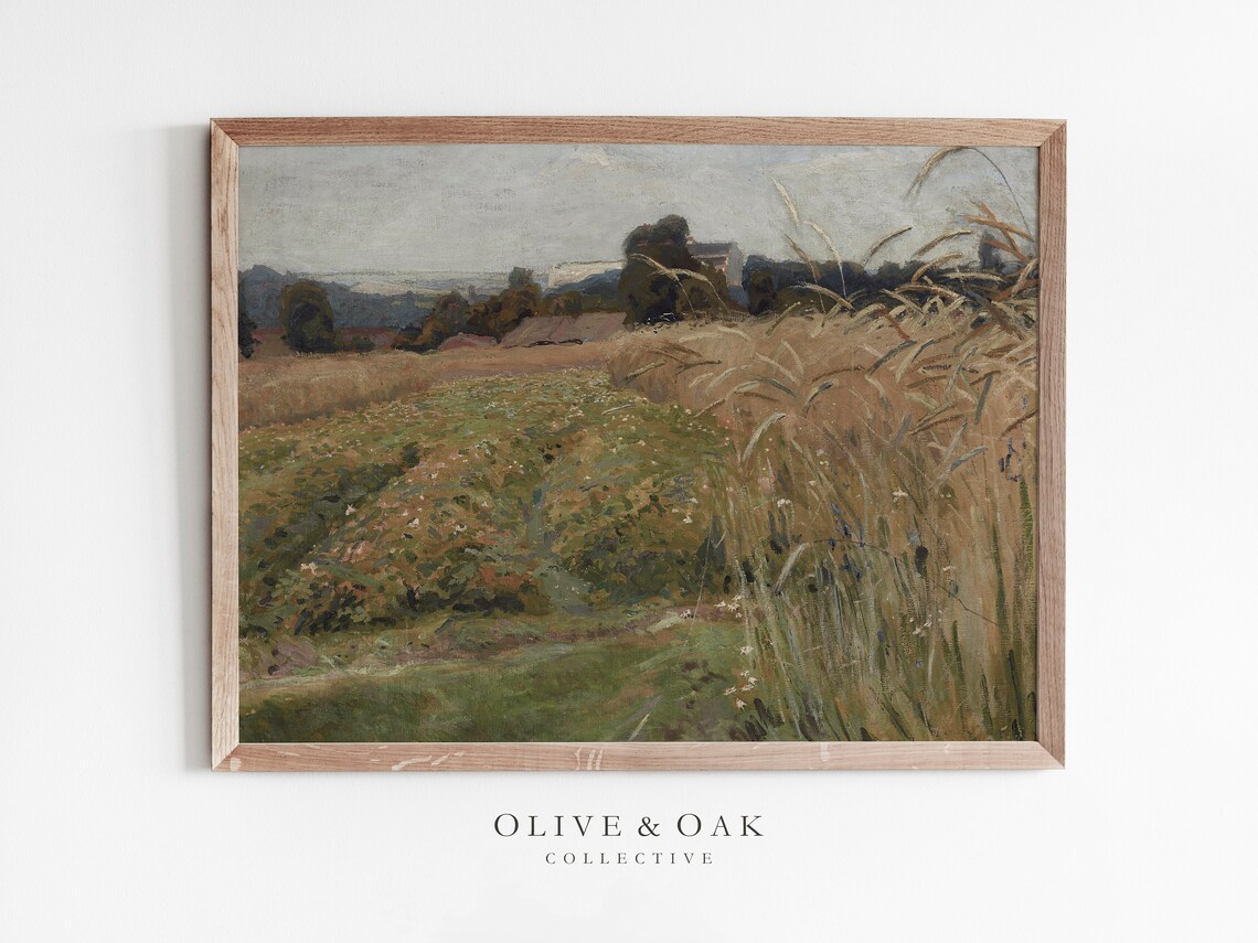 Summer Wheat Field Painting, Vintage Art Poster