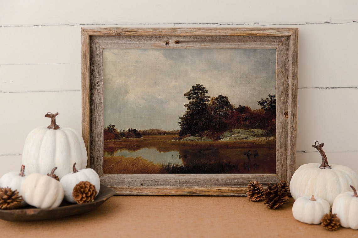 Autumn Farmhouse Vintage Country Landscape Art Print - Image 2