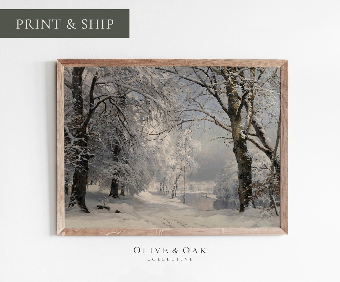 Winter Landscape Snow Painting, Nature Art Print