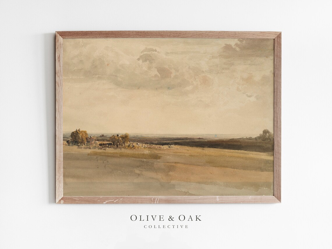 Vintage Farmhouse Landscape - Rustic Art