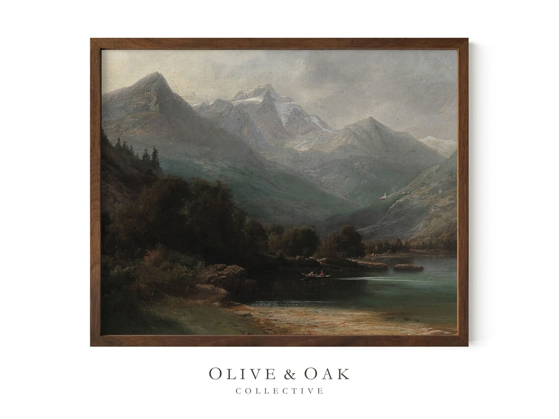 Rustic Landscape Painting, Mountain Cabin Decor - Image 3