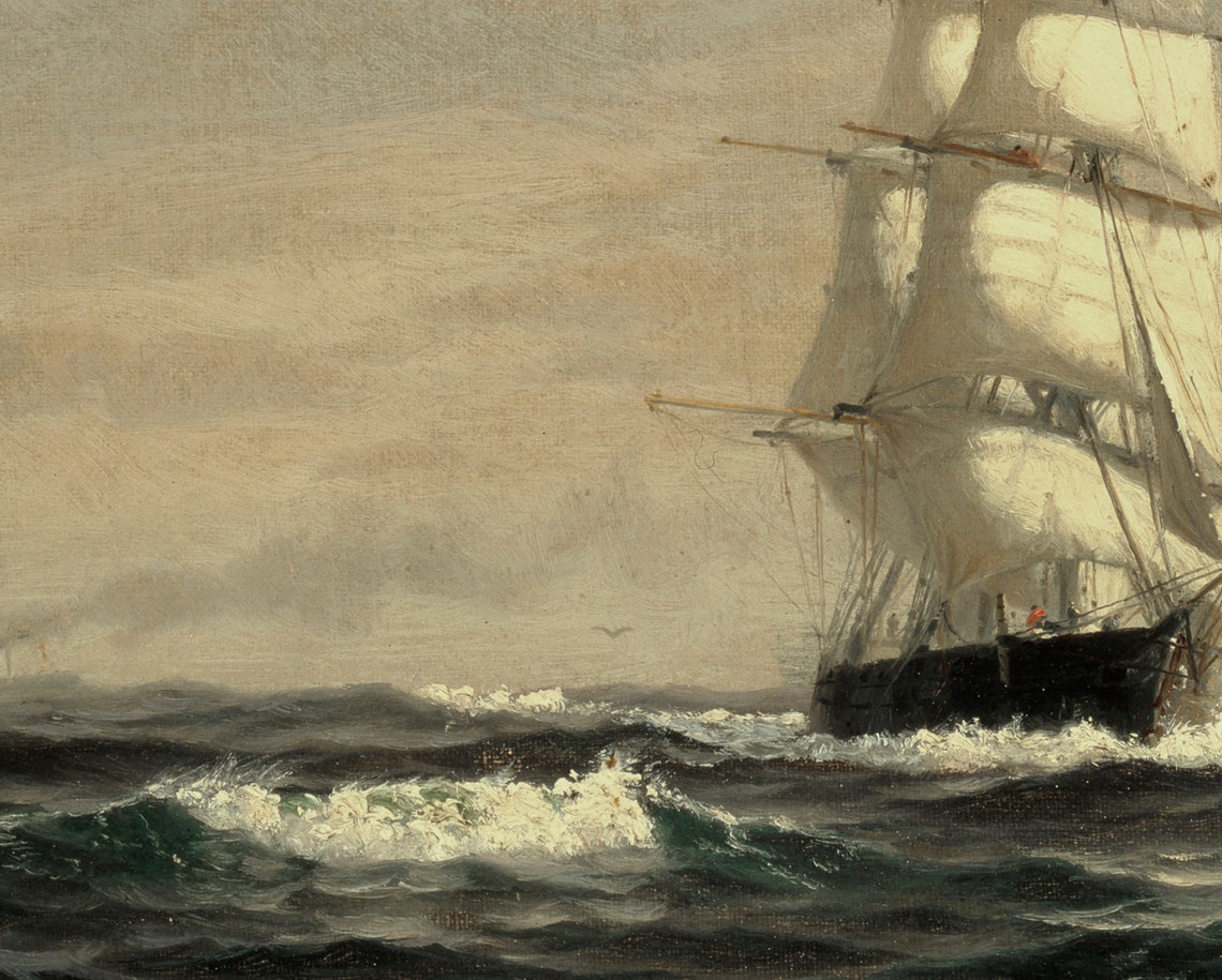 Moody Seascape Vintage Ship Art Print - Image 3