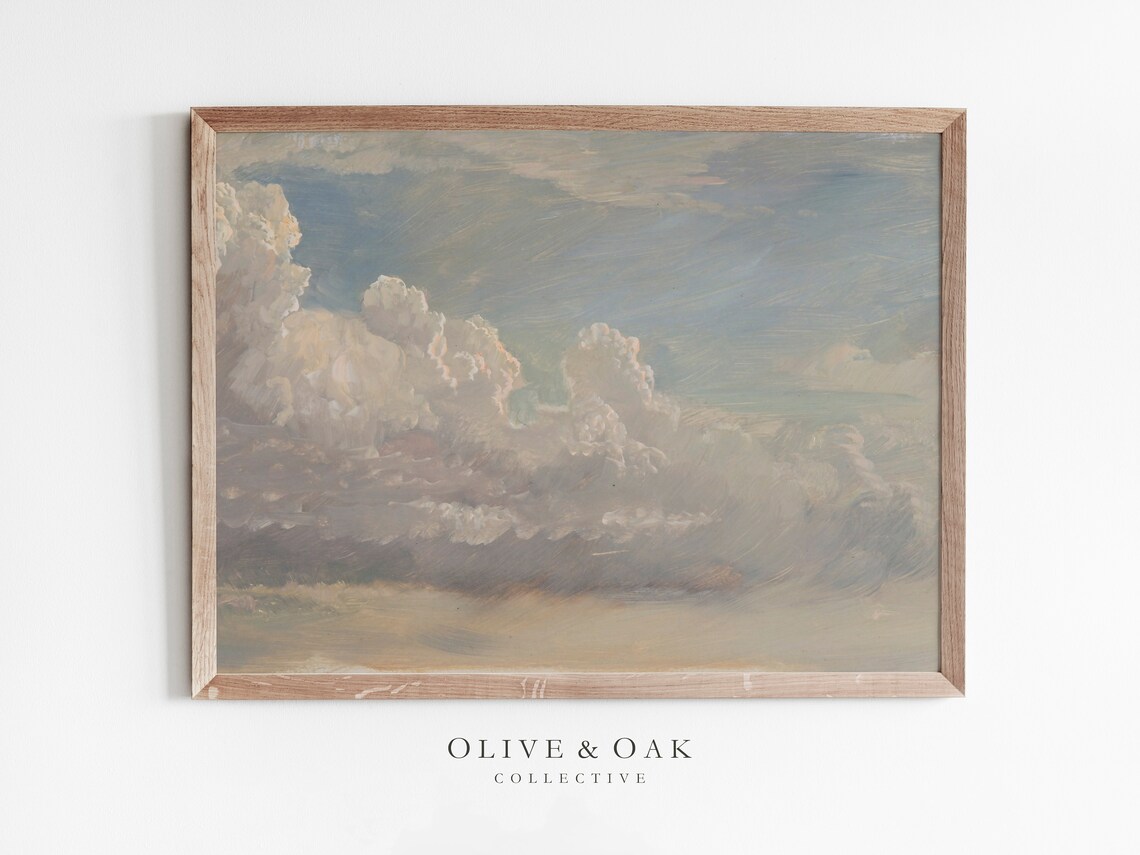 Vintage Cloud Study, Minimalist Sky Sketch Art Print