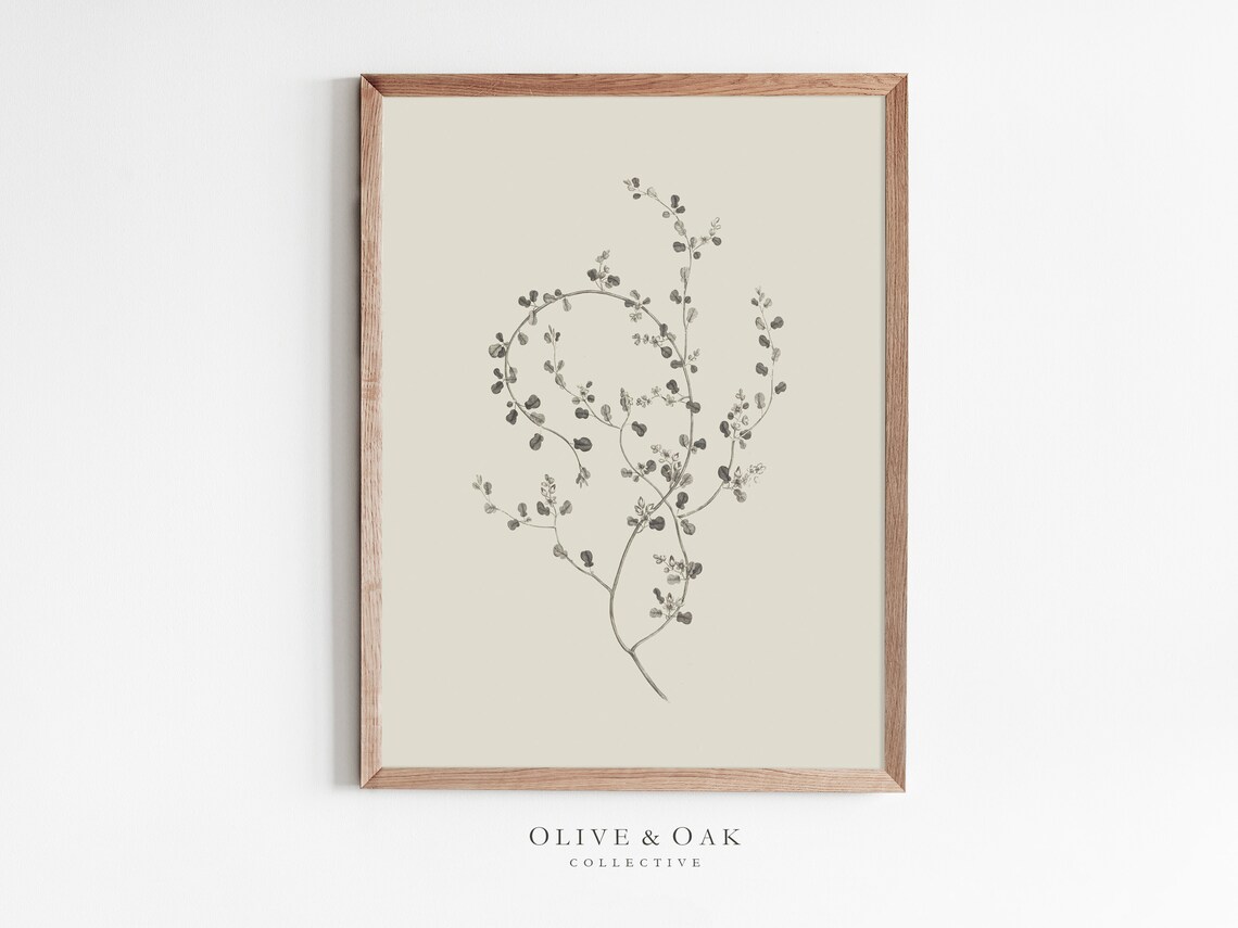 Neutral Branch Drawing Botanical Print, Simple Art