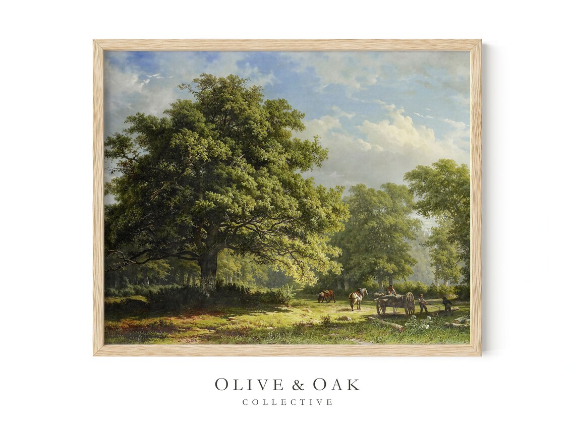 Oak Tree Landscape, Vintage Oil Painting Art Print - Image 4