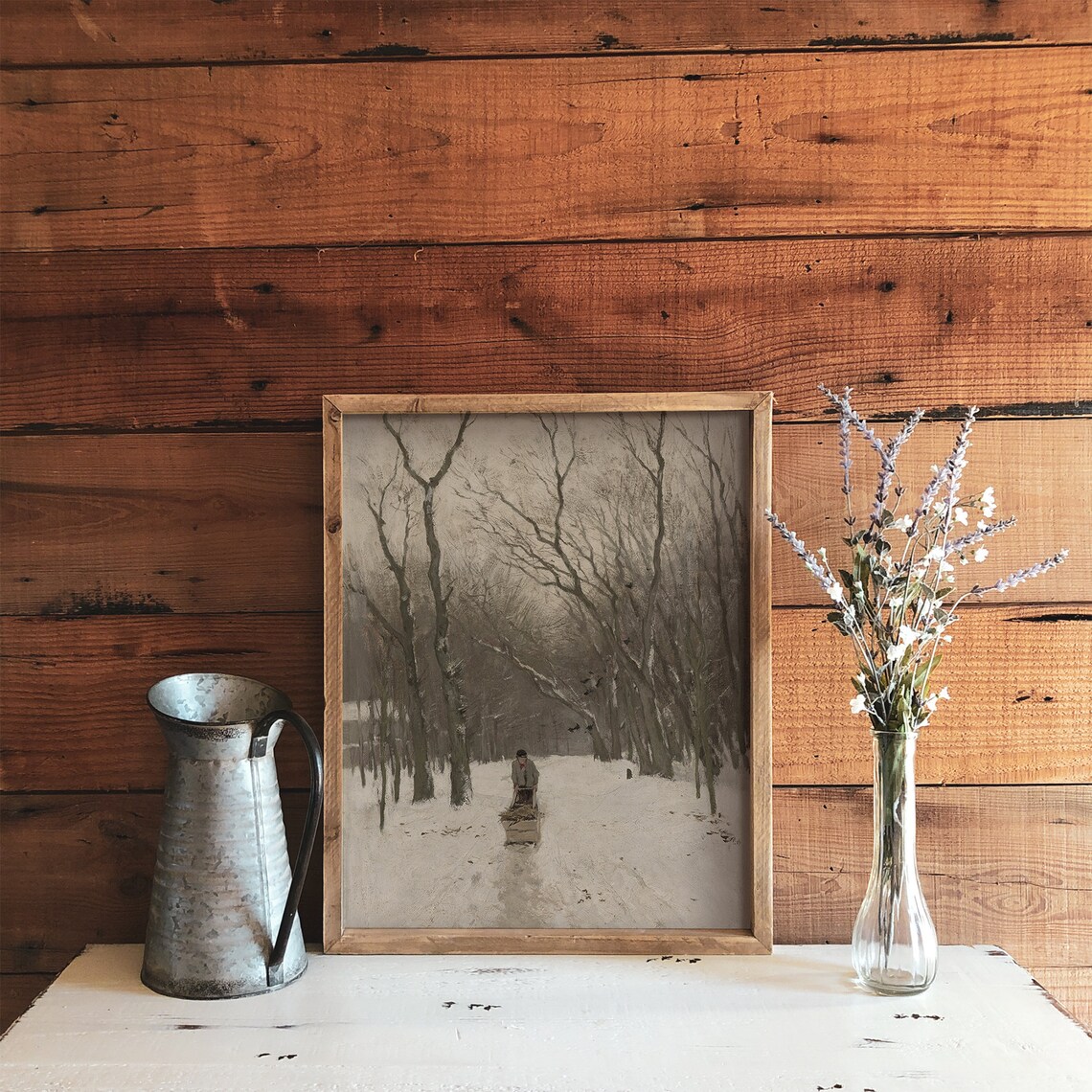 Winter Landscape - Vintage Farmhouse Art - Image 2