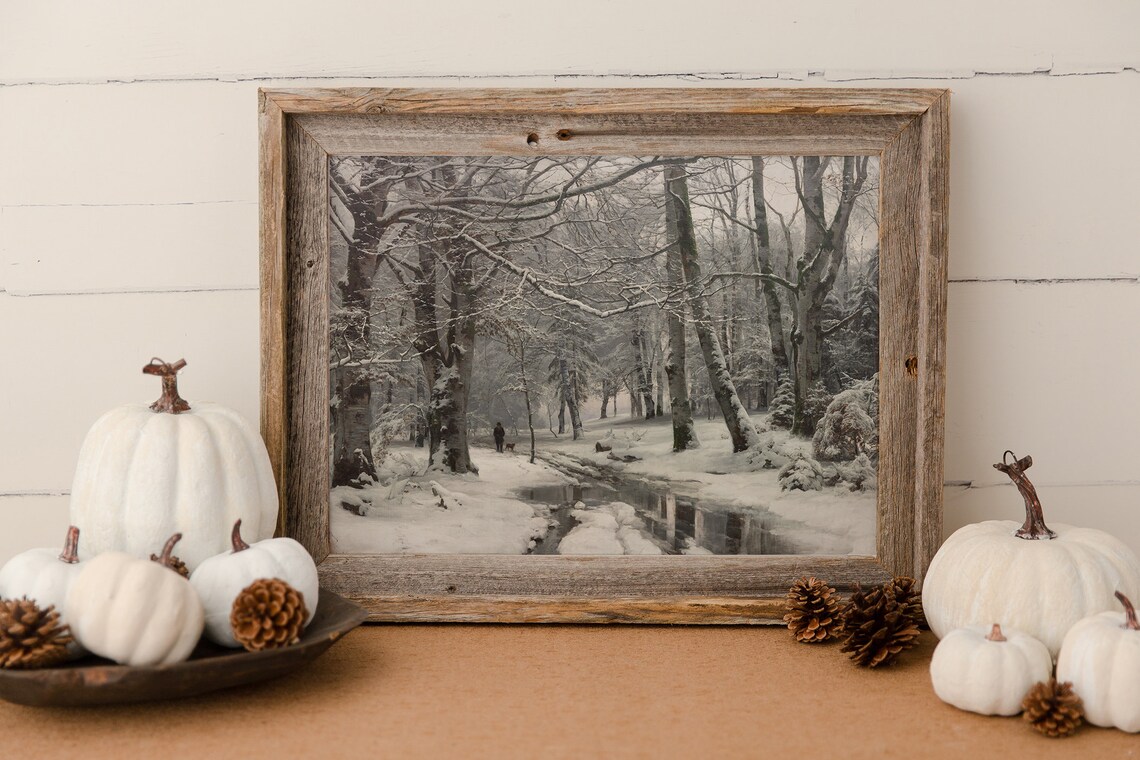 Winter Landscape Painting, Rustic Snow Scene Art Print - Image 3