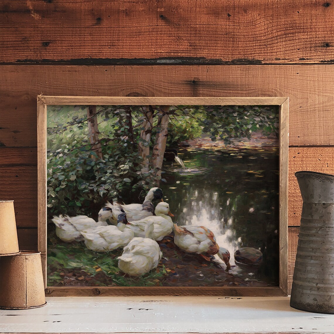 Country Duck Spring Landscape Art Print, Nursery Decor - Image 4