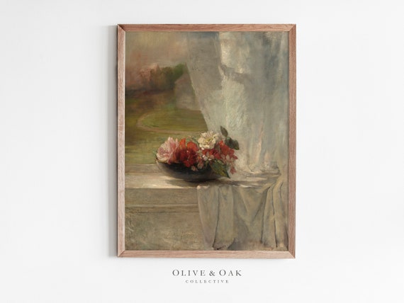 Flower Still Life Vintage Pink Roses Art Print