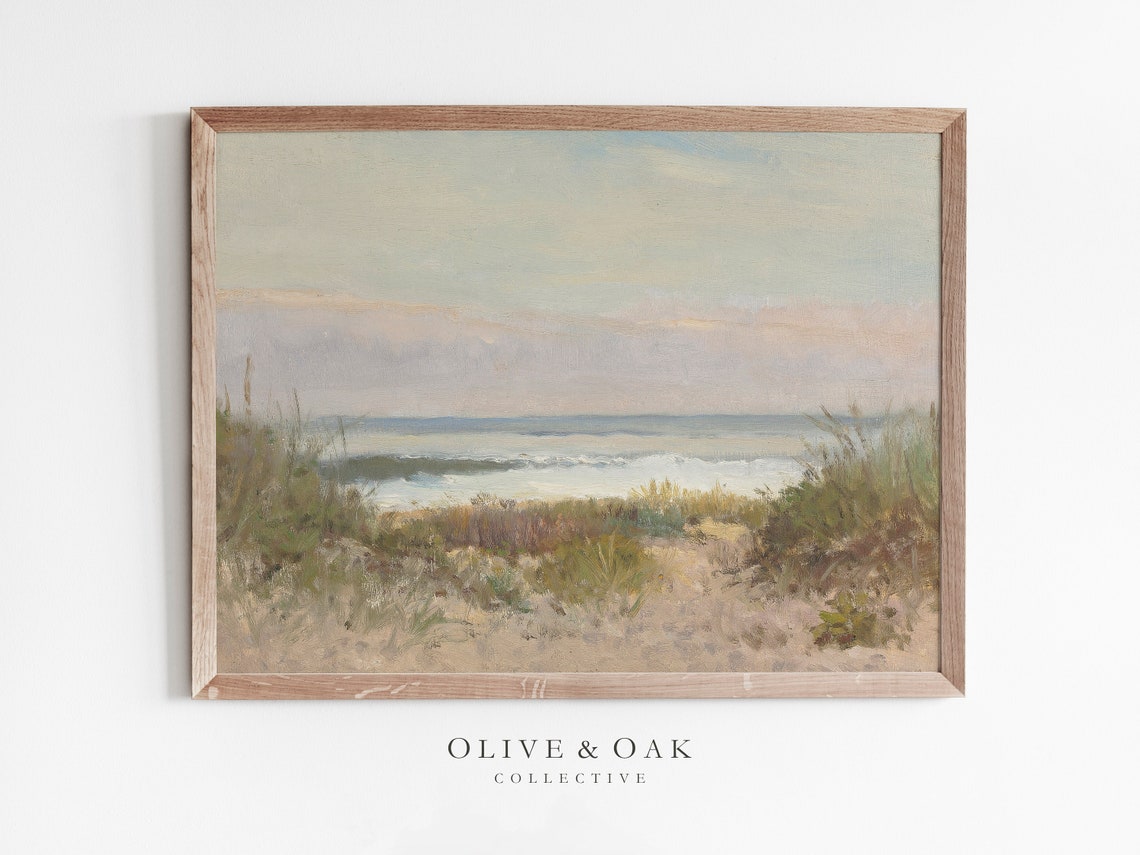 Coastal Beach Grass Painting, Wall Art Print