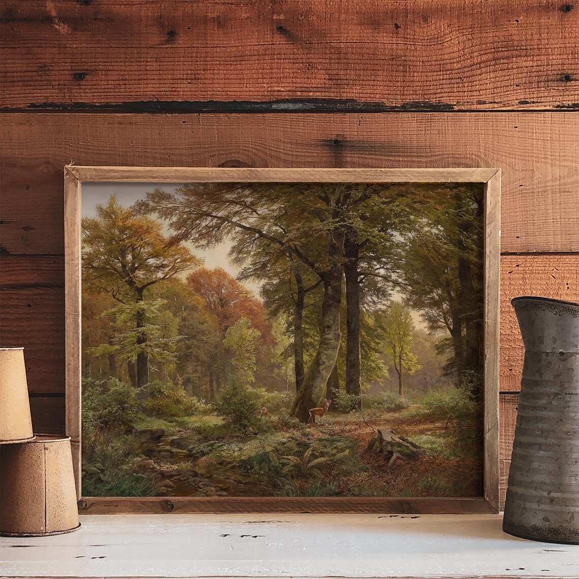 Autumn Decorations Vintage Landscape Oil Painting - Image 3
