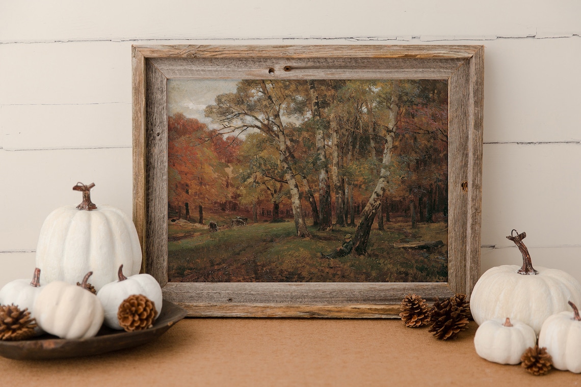 Fall Landscape Vintage Autumn Trees Art Print - Image 4