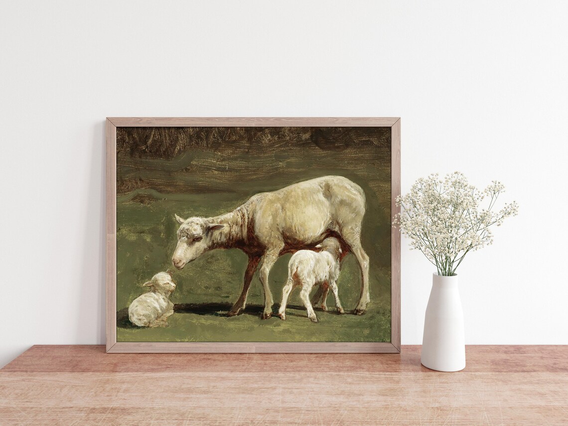 Spring Lamb Painting, Farmhouse Nursery Decor - Image 2