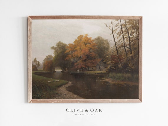 Autumn Landscape Painting, Vintage Art Print