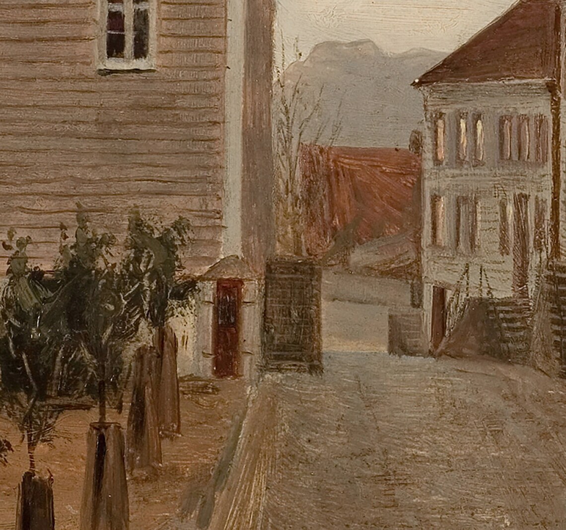 Neutral Village Landscape Art Print, Earth Tones - Image 3