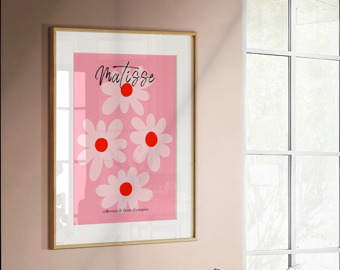 Henri Matisse Pink Daisy Paper Cut Flower Blossom Art Poster - Image 2