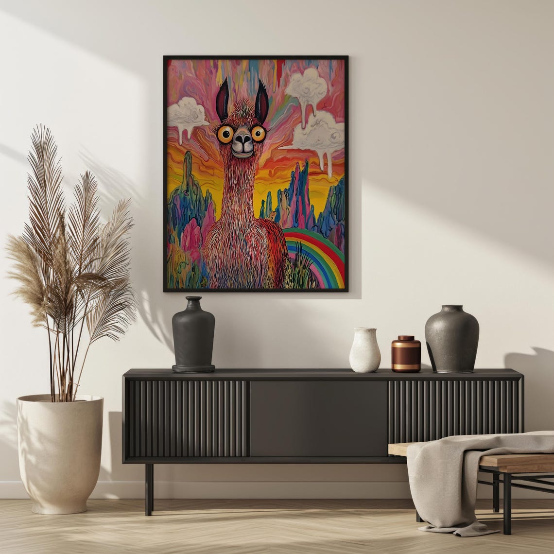 Surreal Psychedelic Llama Rainbow Fantasy Colorful Animal Poster - Image 3