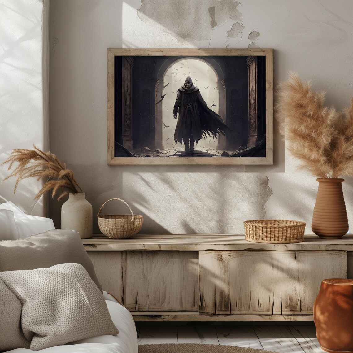 Dark Fantasy Hooded Cloaked Figure Gothic Archway Ruins Mystic Art Poster - Image 6