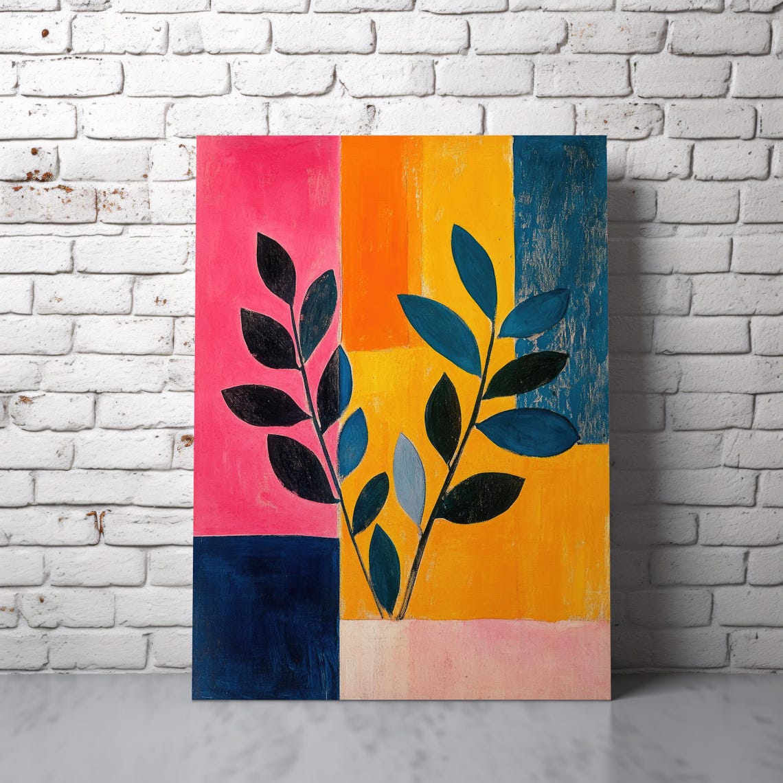 Colorblock Flora Bold Botanical Abstract Art Vibrant Geometric Plant Illustration Contemporary Wall Decor - Image 8