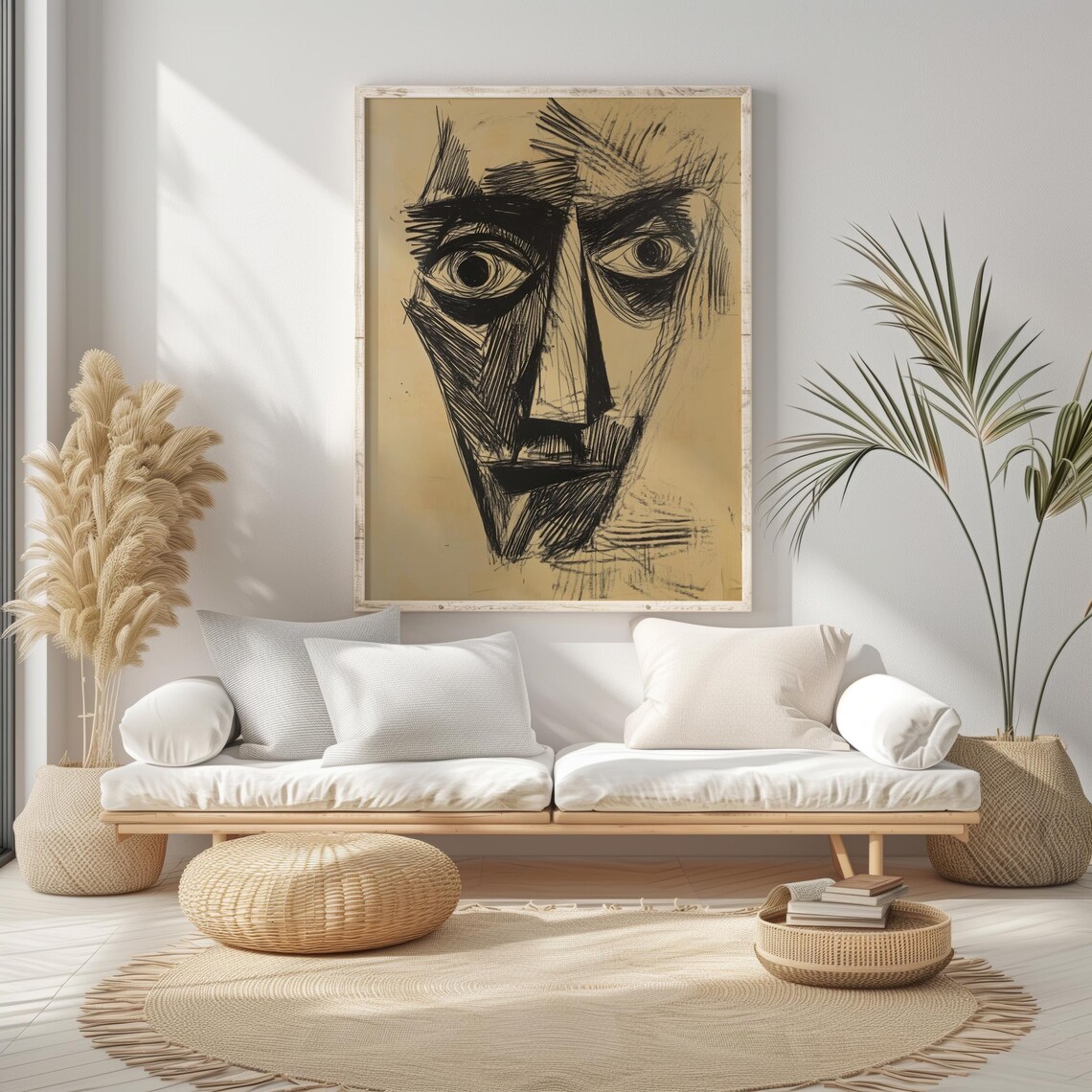 Lines Of Reflection Abstract Expressionist Face Wall Art Minimalist Black Ink Portrait Bold Line Art For Modern Home Decor - Image 8