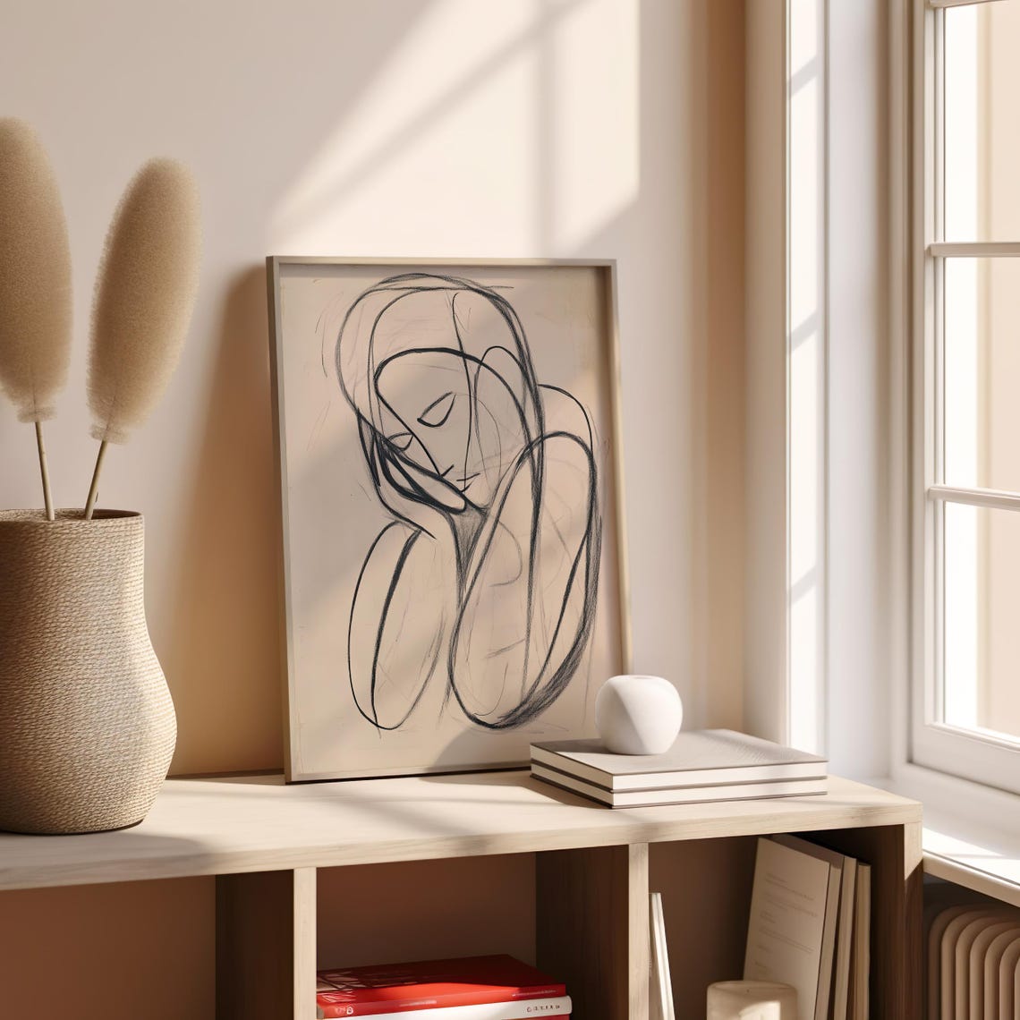 Resting Figure Minimalist Line Art Abstract Contour Drawing Poster - Image 2