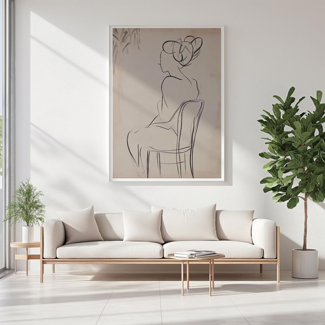 Seated Woman Elegant Line Art Contour Drawing Minimalist Figure Poster - Image 6