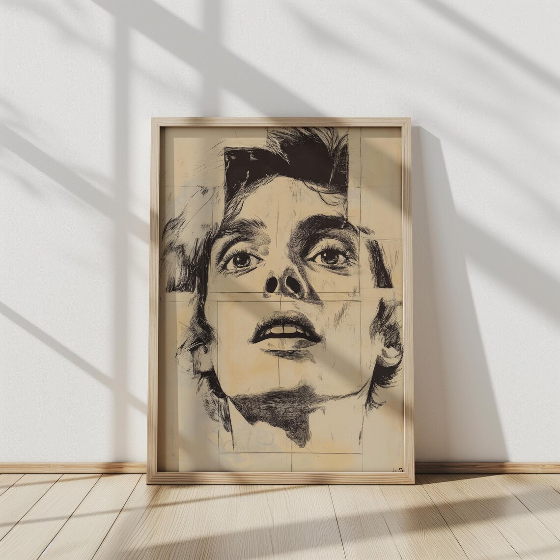 Shattered Perception Fragmented Portrait Sketch