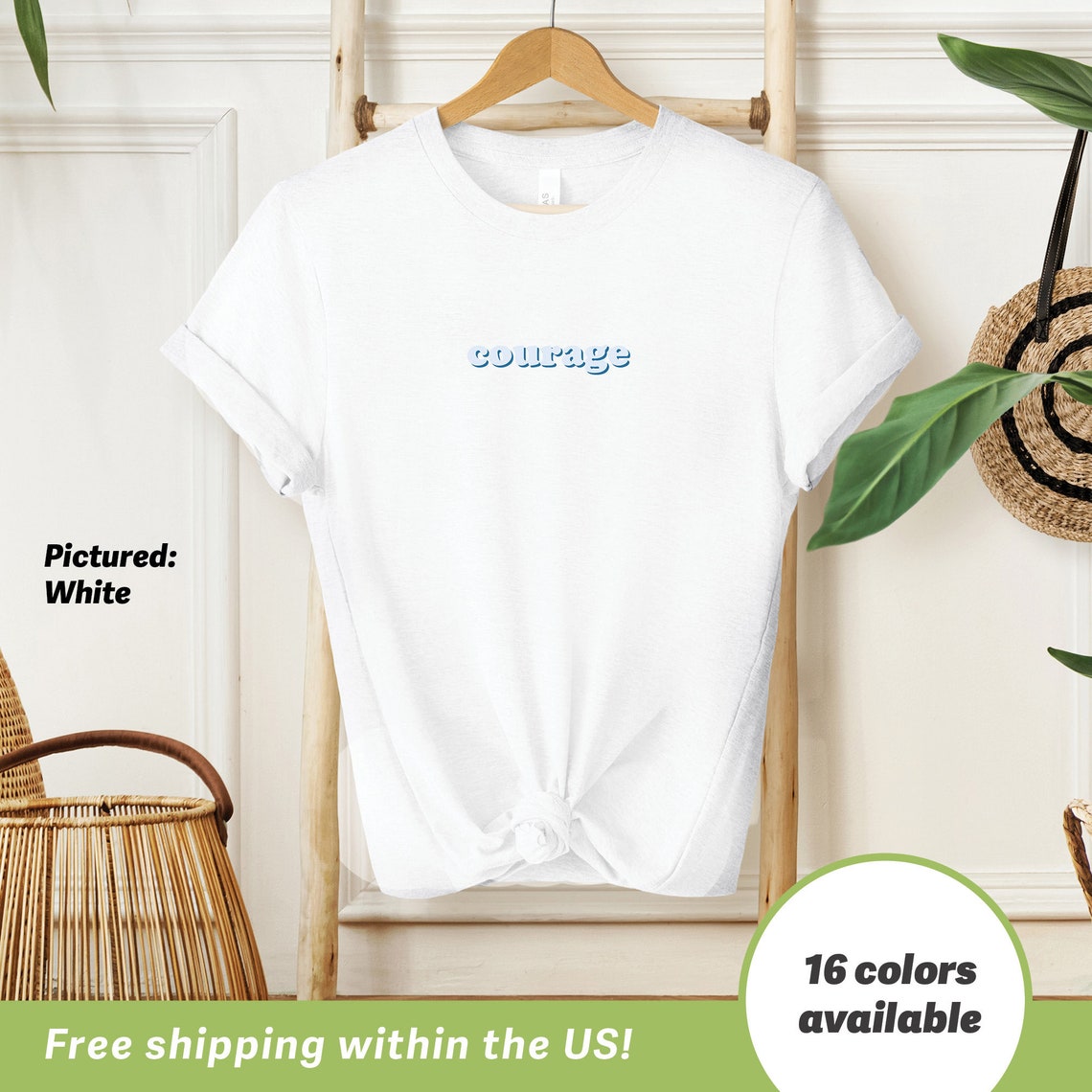 Courage Inspirational Quote T-Shirt Print in Heather Black Style - Image 4