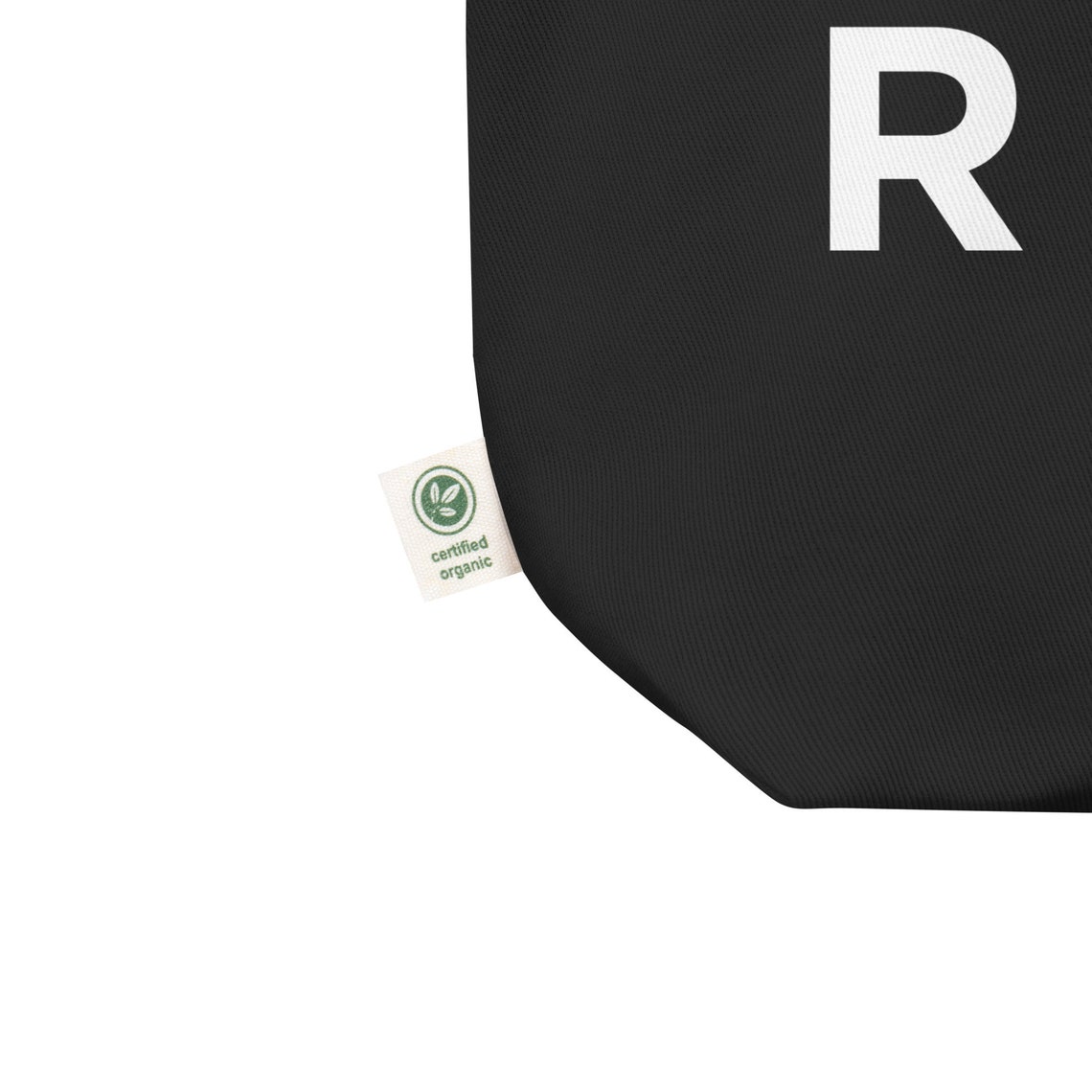 Detroit Michigan Black Tote Bag with Bold White Letter Print Design - Image 2