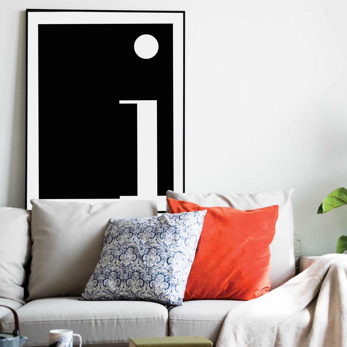 Lowercase I Letter Black White Bold Serif Typography Art Poster - Image 2
